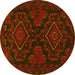 Round Persian Yellow Traditional Rug, tr1273yw