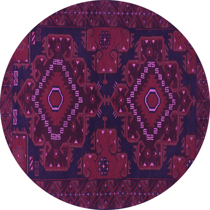 Round Machine Washable Persian Purple Traditional Area Rugs, wshtr1273pur