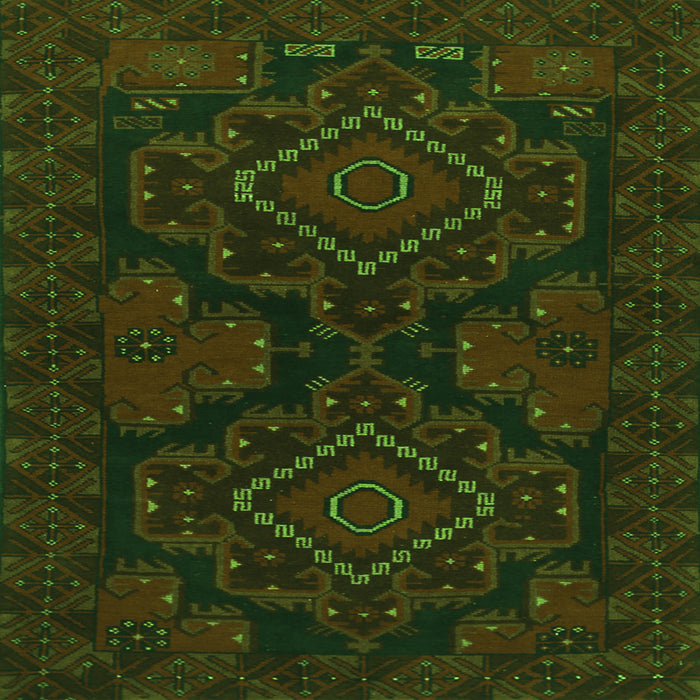 Round Machine Washable Persian Green Traditional Area Rugs, wshtr1273grn