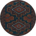 Round Persian Light Blue Traditional Rug, tr1273lblu