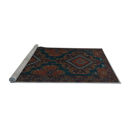 Sideview of Machine Washable Persian Light Blue Traditional Rug, wshtr1273lblu