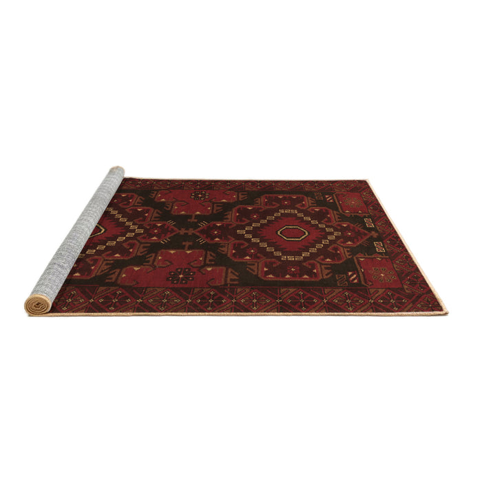 Sideview of Machine Washable Persian Brown Traditional Rug, wshtr1273brn
