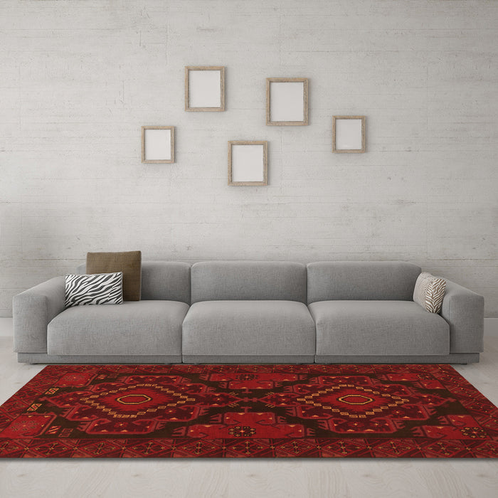 Machine Washable Persian Orange Traditional Area Rugs in a Living Room, wshtr1273org