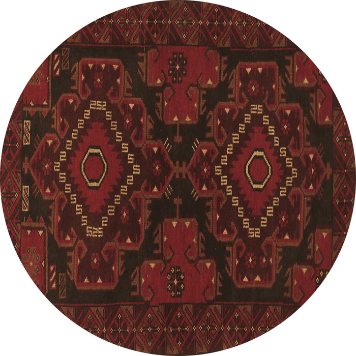 Round Persian Brown Traditional Rug, tr1273brn