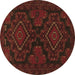 Round Persian Brown Traditional Rug, tr1273brn