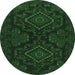 Round Machine Washable Persian Emerald Green Traditional Area Rugs, wshtr1273emgrn