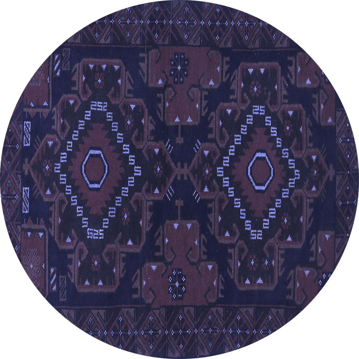 Round Machine Washable Persian Blue Traditional Rug, wshtr1273blu