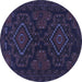 Round Persian Blue Traditional Rug, tr1273blu