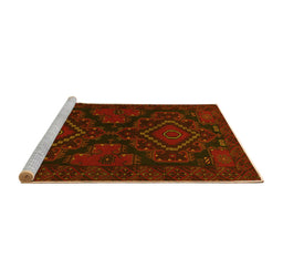 Sideview of Machine Washable Persian Yellow Traditional Rug, wshtr1273yw