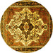 Round Persian Yellow Traditional Rug, tr1274yw