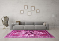 Machine Washable Persian Pink Traditional Rug, wshtr1274pnk