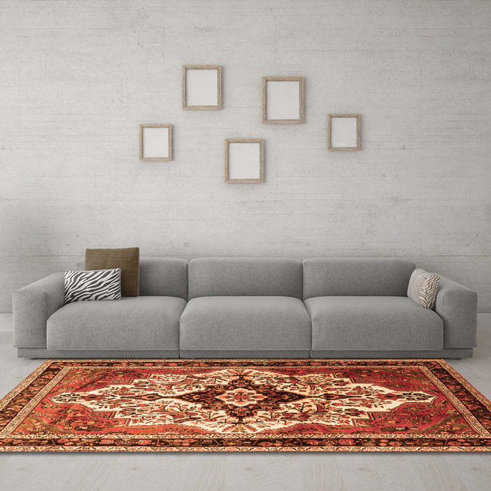 Machine Washable Persian Orange Traditional Area Rugs in a Living Room, wshtr1274org
