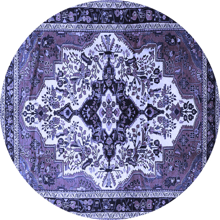 Round Machine Washable Persian Blue Traditional Rug, wshtr1274blu