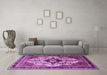 Machine Washable Persian Purple Traditional Area Rugs in a Living Room, wshtr1274pur