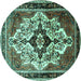 Round Persian Turquoise Traditional Rug, tr1274turq