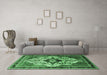 Machine Washable Persian Emerald Green Traditional Area Rugs in a Living Room,, wshtr1274emgrn