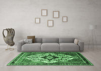 Machine Washable Persian Emerald Green Traditional Rug, wshtr1274emgrn