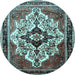 Round Persian Light Blue Traditional Rug, tr1274lblu