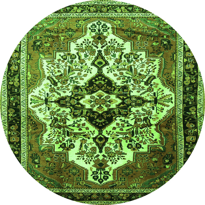 Square Persian Green Traditional Rug, tr1274grn