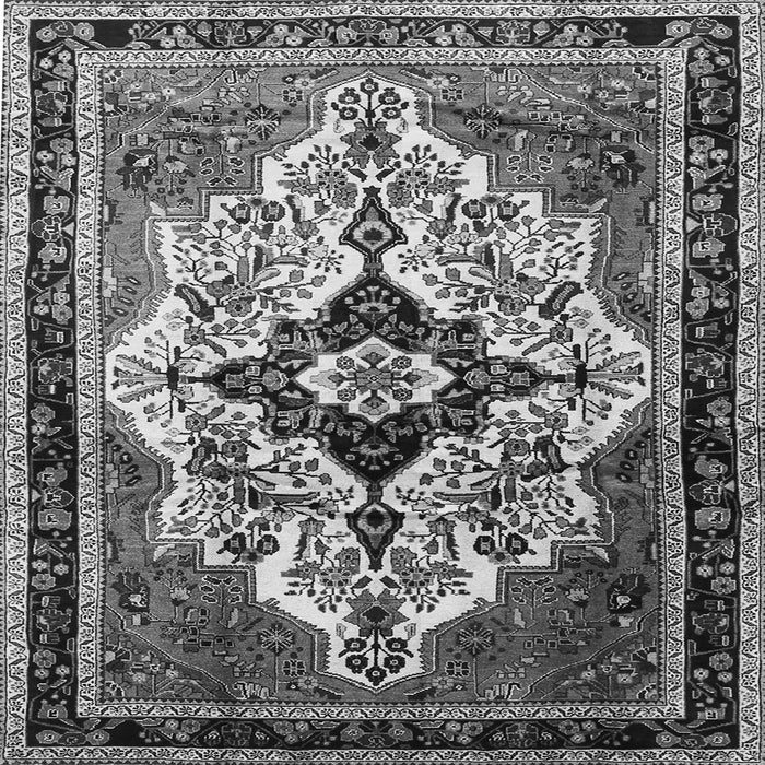 Round Machine Washable Persian Gray Traditional Rug, wshtr1274gry