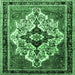 Square Machine Washable Persian Emerald Green Traditional Area Rugs, wshtr1274emgrn