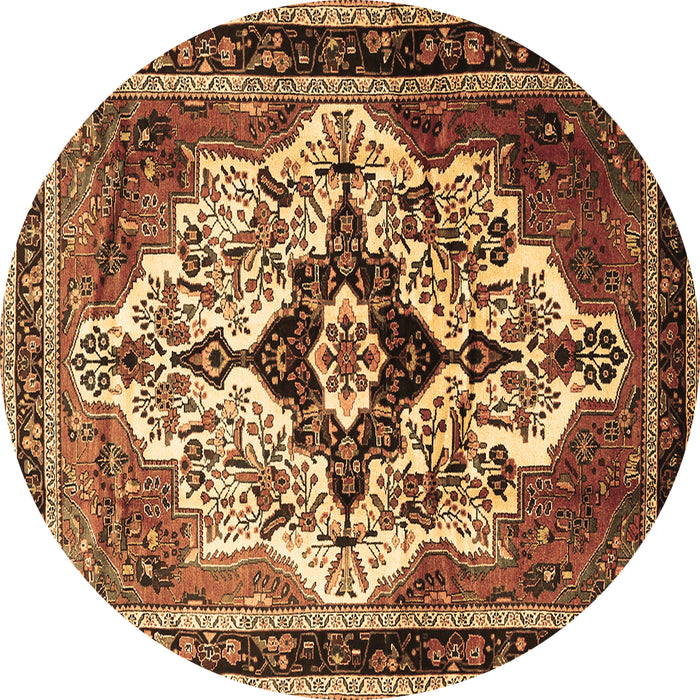 Round Persian Brown Traditional Rug, tr1274brn