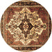 Round Persian Brown Traditional Rug, tr1274brn