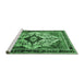 Sideview of Machine Washable Persian Emerald Green Traditional Area Rugs, wshtr1274emgrn