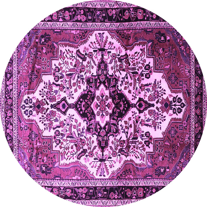 Round Machine Washable Persian Purple Traditional Area Rugs, wshtr1274pur