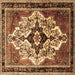 Square Persian Brown Traditional Rug, tr1274brn