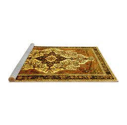 Sideview of Machine Washable Persian Yellow Traditional Rug, wshtr1274yw