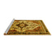 Sideview of Machine Washable Persian Yellow Traditional Rug, wshtr1274yw