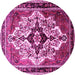 Round Persian Pink Traditional Rug, tr1274pnk