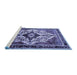 Sideview of Machine Washable Persian Blue Traditional Rug, wshtr1274blu