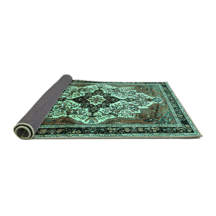 Sideview of Persian Turquoise Traditional Rug, tr1274turq