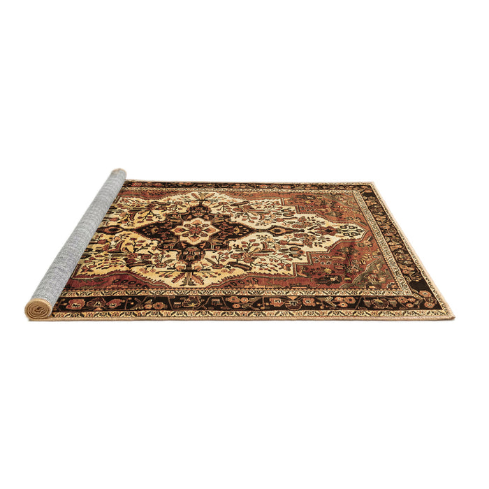 Sideview of Machine Washable Persian Brown Traditional Rug, wshtr1274brn