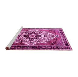 Sideview of Machine Washable Persian Pink Traditional Rug, wshtr1274pnk