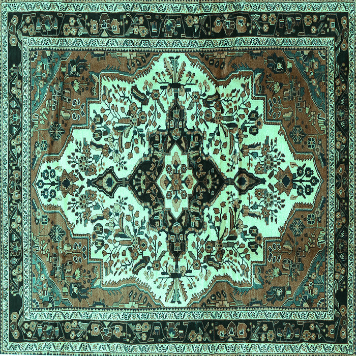 Square Persian Turquoise Traditional Rug, tr1274turq