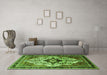 Machine Washable Persian Green Traditional Area Rugs in a Living Room,, wshtr1274grn