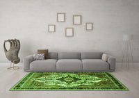 Machine Washable Persian Green Traditional Rug, wshtr1274grn