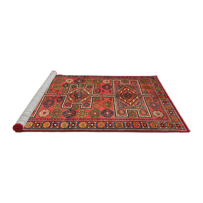 Sideview of Machine Washable Traditional Rust Pink Rug, wshtr1275