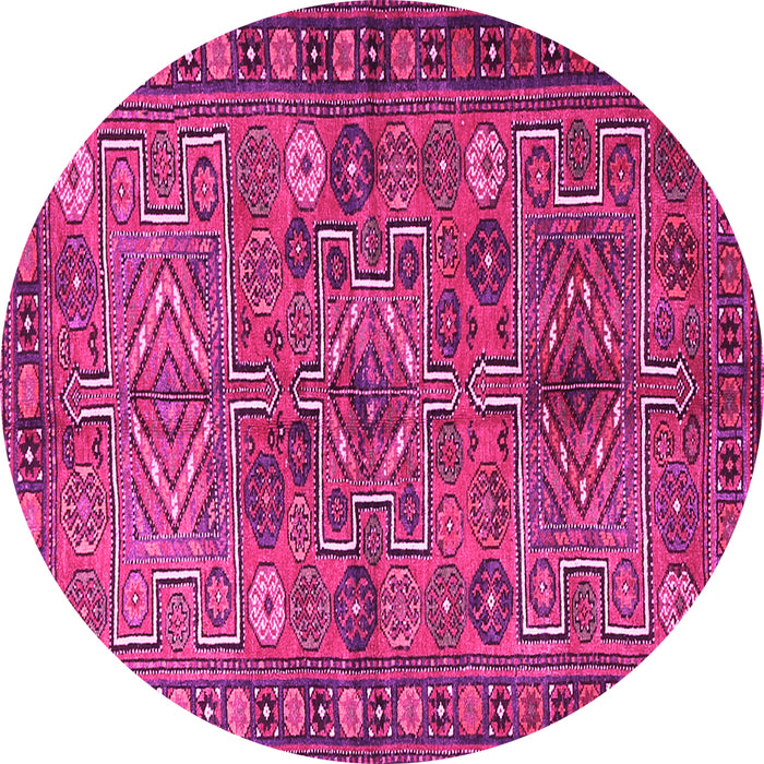 Round Machine Washable Persian Pink Traditional Rug, wshtr1275pnk