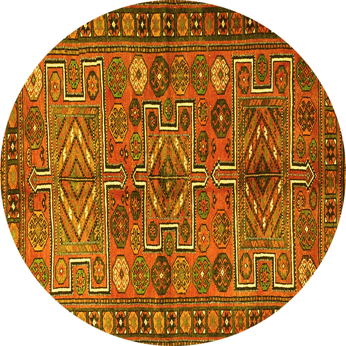 Round Persian Yellow Traditional Rug, tr1275yw