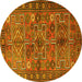 Round Persian Yellow Traditional Rug, tr1275yw