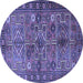 Round Persian Blue Traditional Rug, tr1275blu