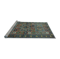 Sideview of Machine Washable Persian Light Blue Traditional Rug, wshtr1275lblu