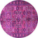 Round Machine Washable Persian Purple Traditional Area Rugs, wshtr1275pur