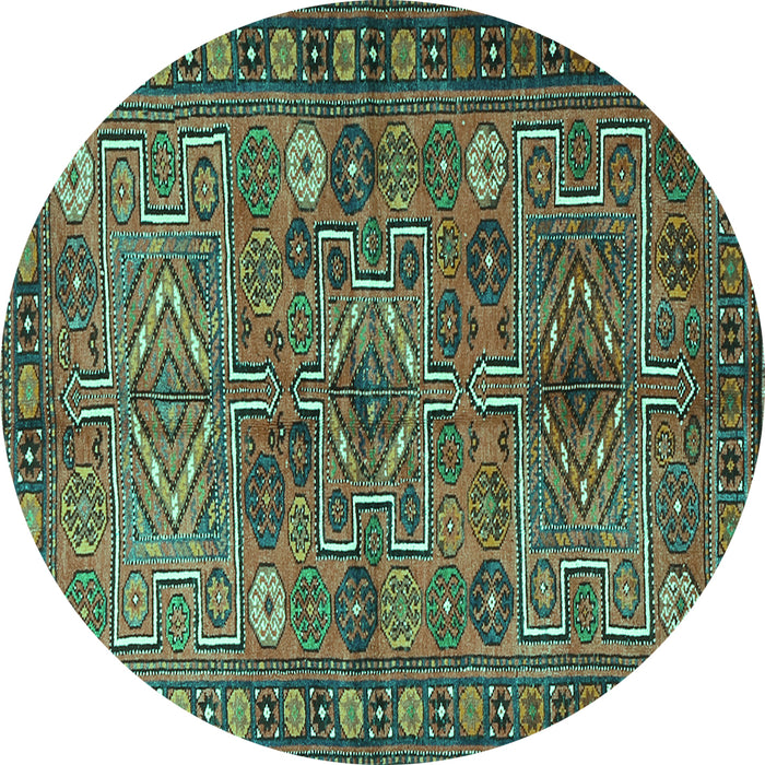 Round Machine Washable Persian Turquoise Traditional Area Rugs, wshtr1275turq