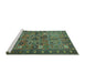 Sideview of Machine Washable Persian Turquoise Traditional Area Rugs, wshtr1275turq