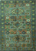 Machine Washable Persian Turquoise Traditional Area Rugs, wshtr1275turq